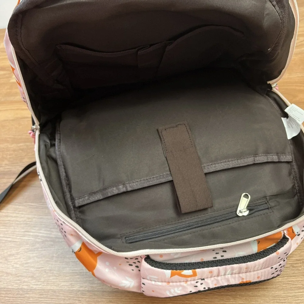 Girls Fox Pink Backpack‎ with Insulated Lunch Bag & Pencil Bag, Reflective NEW